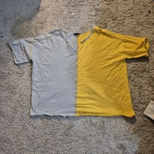 Women's Two-Tone Gray and Yellow Short Sleeve Top